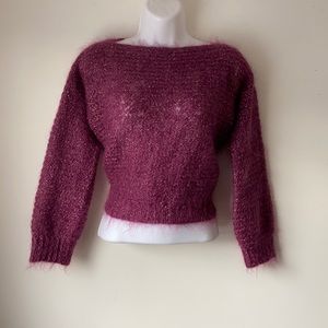 HANDMADE cropped knit MOHAIR top sweater XS-S